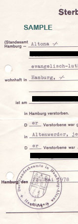 death certificate Germany